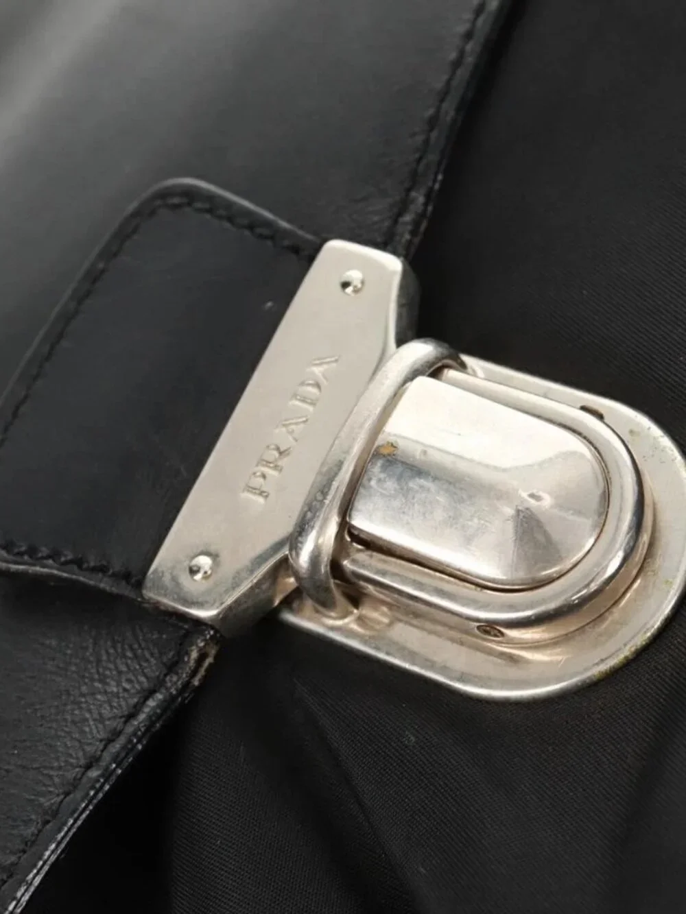 PRADA Hand Bag Nylon Leather Black Silver Auth bs32080 - Picture 11 of 16